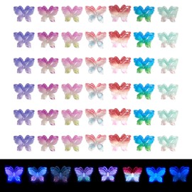 Elecrelive - 140 cabujones de resina de mariposa, 7 colores, abalorio planas que brillan en la oscuridad, abalorio de mariposa, abalorio de uñas, accesorios para el cabello