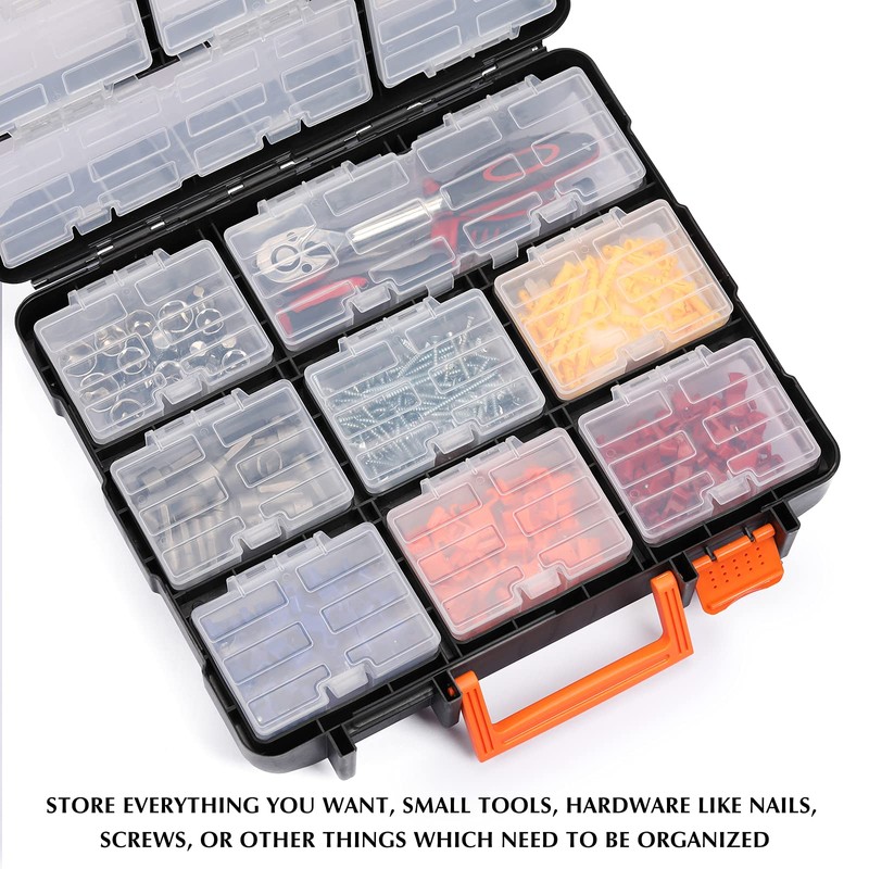EMENTOL Tool Organizer Box with 16 Compartments, Durable Plastic Storage