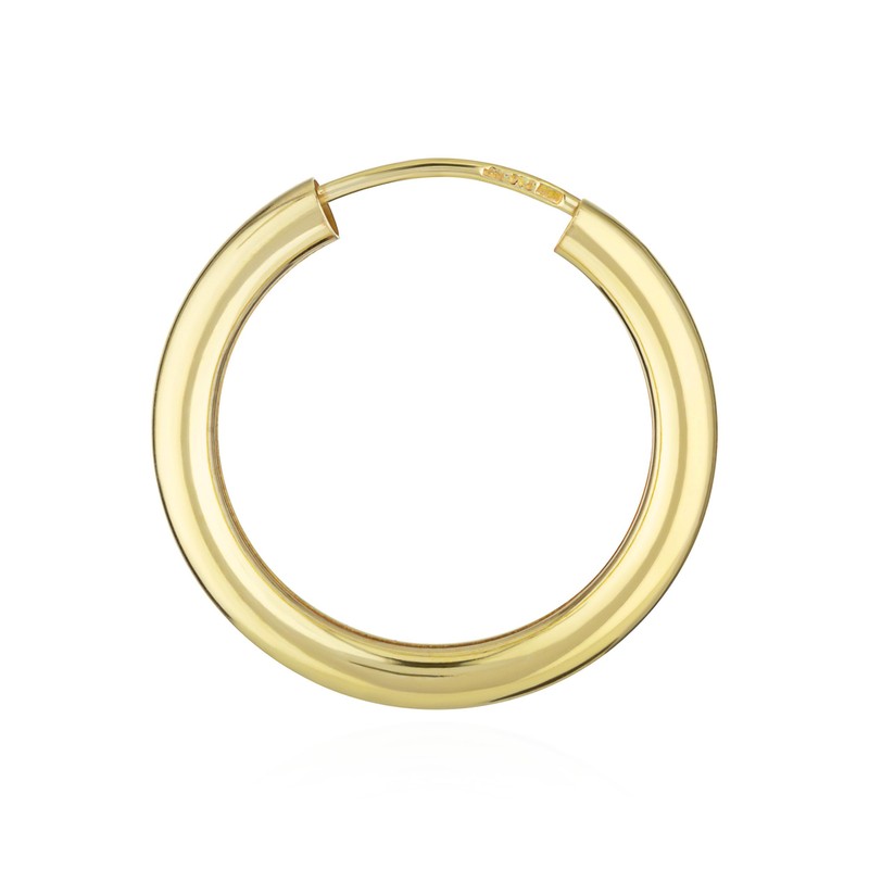 NKlaus 2563 Single Hoop Earrings 925 Sterling Silver Gold-Plated 2.5