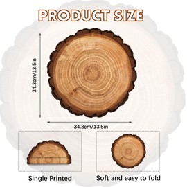 24 Pieces Disposable Wooden Slice Pattern Paper Place Mats Rustic Brown Round Table Decor Placemats 13.5 x 13.5 Inch for Wedding Birthday Baby Shower Farmhouse Themed Party Table Supplies