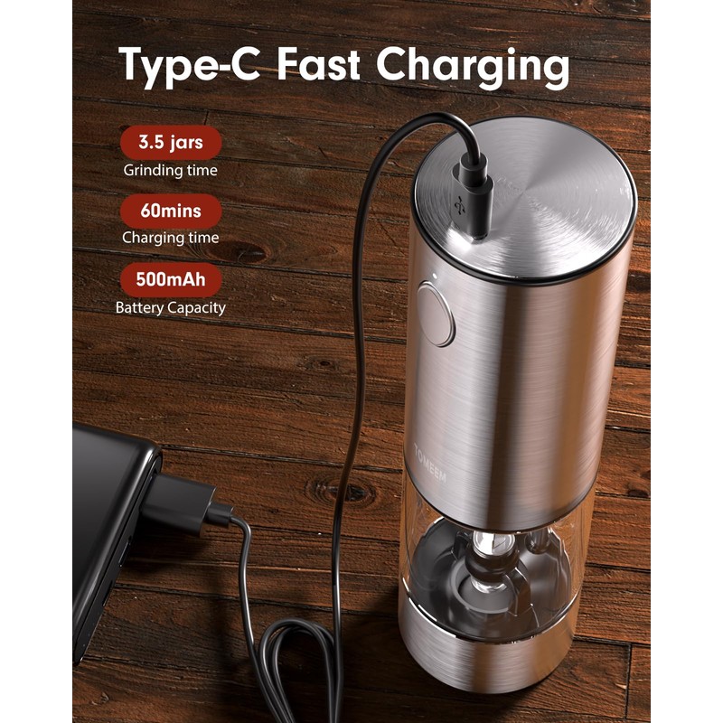 TOMEEM Upgraded Larger Capacity Electric Salt and Pepper Grinder Set
