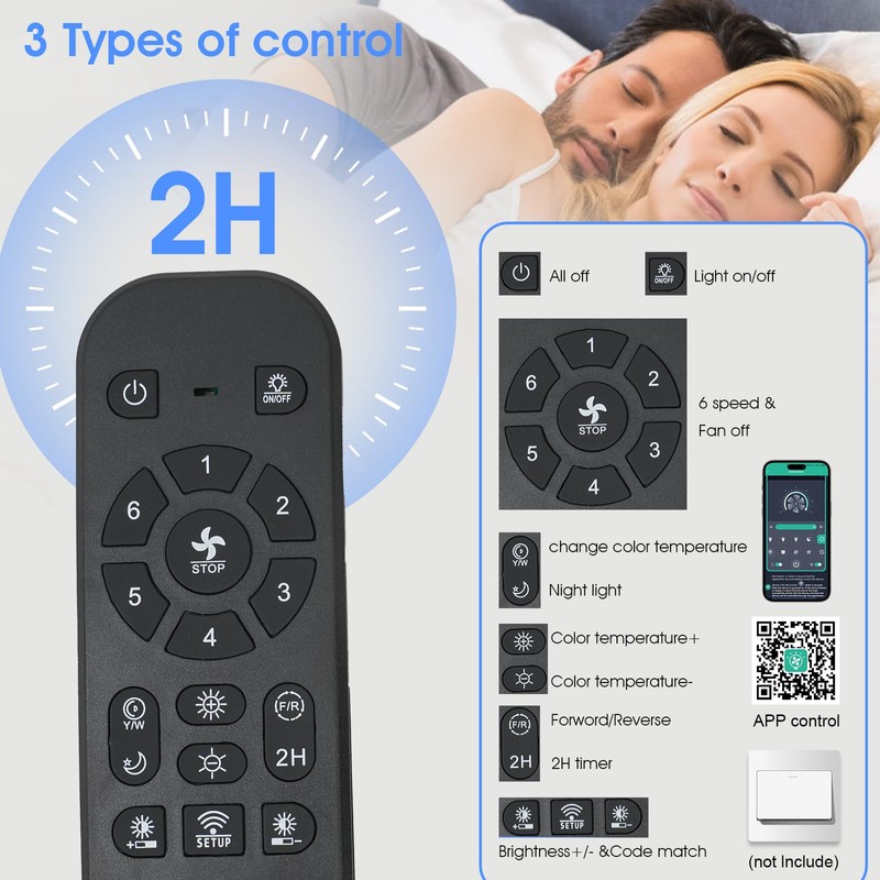Kviflon 46 inch Ceiling Fans with Lights and Remote/APP Control,