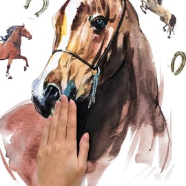 RoomMates RMK5152GM Watercolor Wild Horses Peel and Stick Giant Wall Decals