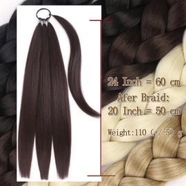 24 Inch Braided Ponytail Extensions for Women,Straight Fake Ponytail Braids With Hair Tie,Natural Soft DIY Hair Extension For Braids (4#-Chocolate Brown, 24 Inch)