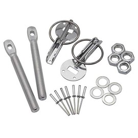 Azure Universal Lightweight Aluminum Hood Pin Bonnet Pin for Competition Racing, Sports Car, Set of 2, Silver, Silver