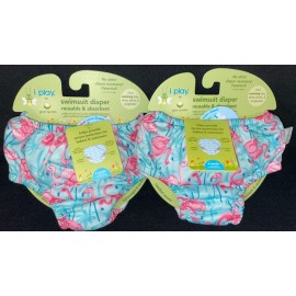 i play BY Green Sprouts 6 Month Swimsuit Diaper lot of 4 flamingo flowers pink