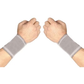 Solace Care Advance Adjustable Elasticated Compressive Wrist Brace Support/Sports Wrap Splint/Strap - Support for Pain, Strains & Mild Sprains (Pair) (for Men & Women) (Large, Grey)