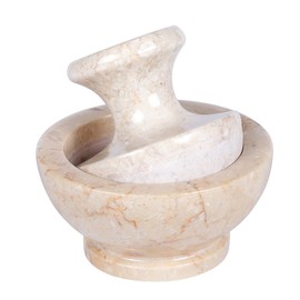 Creative Home Natural Champagne Marble Spice Grinder, Mortar and Pestle Set, 4" Diam. x 4" H, Beige