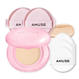 Amuse Dew Power Vegan Cushion original + 2 refills, 1.5 natural, 15g / 어뮤즈 듀 파워 비건 쿠션 본품+리필x2개, 1.5 내추럴, 15g
