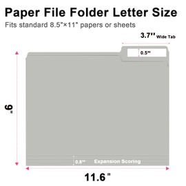 File Folder, RAZCC 150 Pack 1/3 Cut Tab File Folders Letter Size, Grey, Folders with Tab, Great for Organizing and Easy File Storage