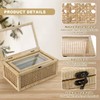ANMINY Rattan Decorative Basket Box with Glass Lids, Set of