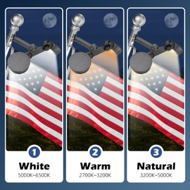Solar Flag Pole Light, Bright White 12000k Flagpole Light Upgrade Solar Powered for Fits 0.8-1.2" Flag Pole,Tri-Color Solar flagpole Lights,Outside House Garden Yard American Flags Decor (Black)