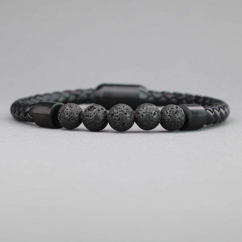 COAI Genuine Lava Magnetic Clasp Leather Mala Prayer Stones Bracelet