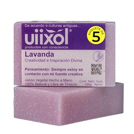 Uiixol Jabones Artesanales en Barra con Aceite Esencial de Lavanda | Kit de 5 Jabones de Baño Naturales Veganos | Jabón Corporal para Inspiración y Creatividad | 100g c/u