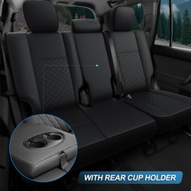 GIANT PANDA Custom Fit Full Set Toyota 4Runner Seat Covers 2011-2024,5 Seats,4 Runner Front&Rear/Back Driver Seat Covers,Faux Leather Stretch Fabric Car Seat Covers Protector Accessories(2-Row,Black)