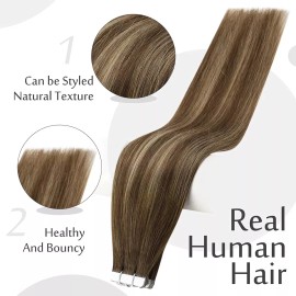 Full Shine Extensiones Cabello Natural 20pz Castaño Medio Con 16in 50gr