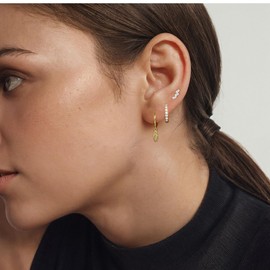 Angelady Gold Hoop Earrings Set for Women, Dianty Dangle Huggie Hoop Earring, Small Cartilage Earring Stack for Women, Leaf Earrings