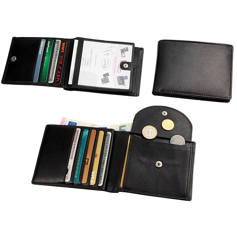 Hans Kniebes Men's Leather Wallet, Flat Wallet in Landscape Format