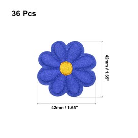 sourcing map 36Pcs Flower Iron on Patches, Deep Blue Embroidered Sew Applique Hand Crochet Appliques 1.65IN Flower Embroidery Patches for Clothes Sewing DIY Craft Hats Shoes Gift Package