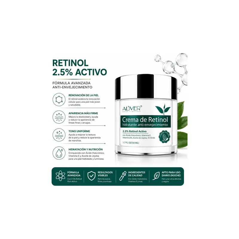 Crema Retinol 2.5% Hidratación Y Luminosidad Piel 50 Ml