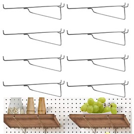 NORJIN 8 Pcs 8 Inch Metal Pegboard Hooks, Shelf Peghooks Peg Hooks Pegboard Accessories for Workbench, Kitchen, Garage, Retail Shop, Office and Kitchen, Fits 1/8" ＆1/4“ Peg Board