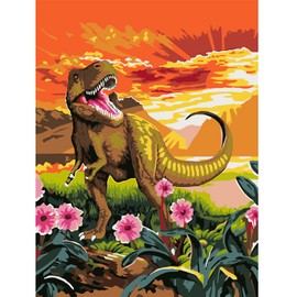 Modojuny Paint by Numbers Kits for Adults and Kids, DIY Canvas Painting Kit with Acrylic Pigment and Brushes, 12 x 16 inch Colorful Dinosaurs (Without Frame) - 9+ Years