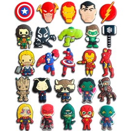 Euphaglaia 25Pcs Superhero Charms for Clog Shoes Decoration, Cartoon Hero Charms Accessories for Adult