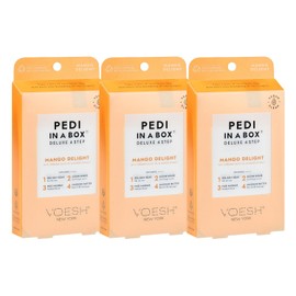 VOESH Pedi in a Box Deluxe 4 pasos, paquete de 3 - Tratamiento intensivo de pies - Pedicura VOESH en una caja - Kit de pedi DIY - Kit de pedicura de spa vegano - Kit de remojo de pedicura - Cuidado de pies en casa