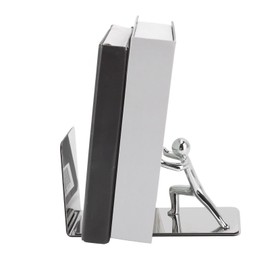 Metal Bookends Kung Fu Man Design Rustproof High Stability Book Ends Home Office Library