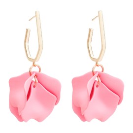 Halawly Acrylic Rose Petal Earrings Dangle Flower Trendy Elegant Earrings Drop Statement Floral Tassel Earrings for Women Jewelry