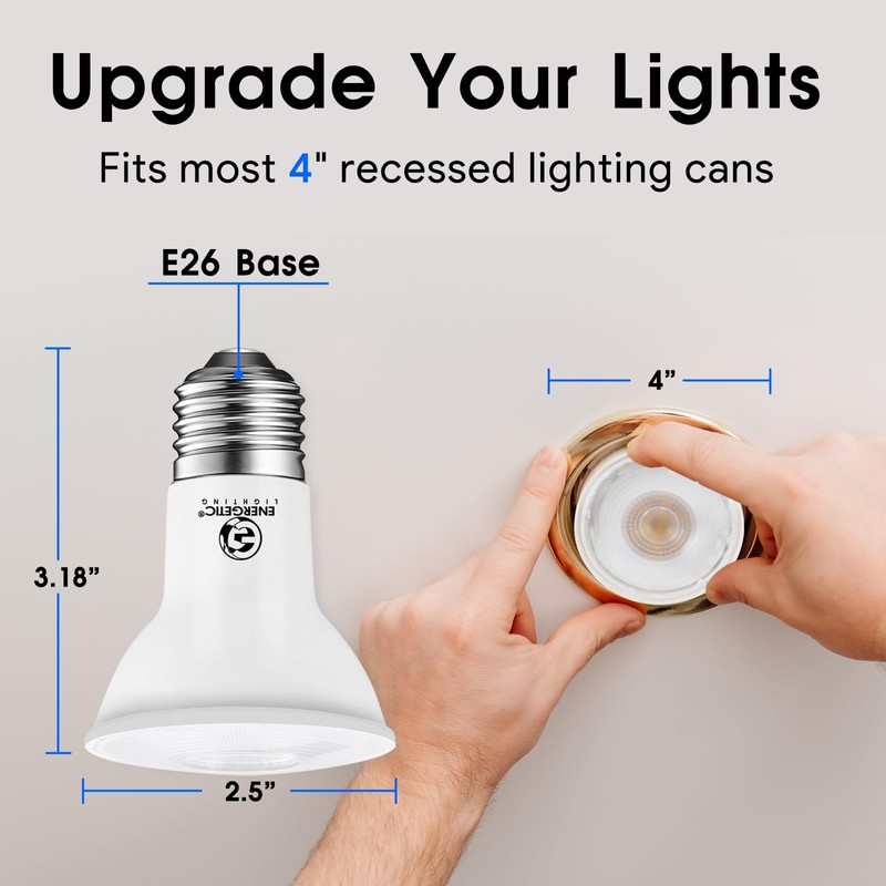 Energetic 4 Pack PAR20 LED Bulbs 50W Equivalent 5W Dimmable,