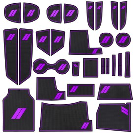 SENSHINE for Dodge Charger Accessories 2010-2014 Non-Slip Anti Dust Cup Holder Insert Center Console Shifter Liner Trim Door Packet Mats Premium Custom Interior 29PC Set (Purple Trim)