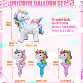 HTTDSLF Pack of 6 3D Unicorn Balloons Helium Balloons, Unicorn Decoration Children's Birthday, Walking Unicorn Balloons, Birthday Balloons, Premium Balloons, for Girls Children Birthday Party