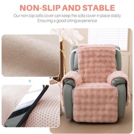 TOPCHANCES Thick Plush Rabbit Recliner Chair Cover,Warm Non Slip Lazy Boy Recliner Slipcover Covers Stay in Place,Furniture Protector with Elastic Straps for Kids Dogs Pets