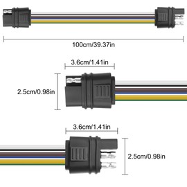 XMSJSIY 6 Way Quadrat Anhänger Verlängerungskabel Draht Kabelbaum 6-Pin Quadrat Stecker zu Buchse Fahrzeug-Seite und Anhänger-Seite Verkabelung Gurt Steckverbinder Kabel - 1M / 3.2FT