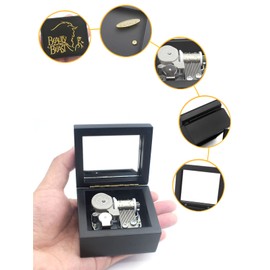 Sinzyo Music Box Carved Wood Wind Up Musical Box Gift for Christmas,Birthday,Valentine's Day(Black Box, Tune : Beauty and The Beast)