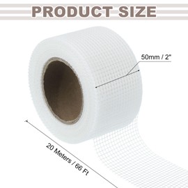 uxcell Drywall Joint Tape, 2" x 66Ft Self-Adhesive Fiberglass Cement Board Mesh Tape, Crack Patch Fabric for Wall Sheetrock Ceiling Crack Repairing Strengthening, White