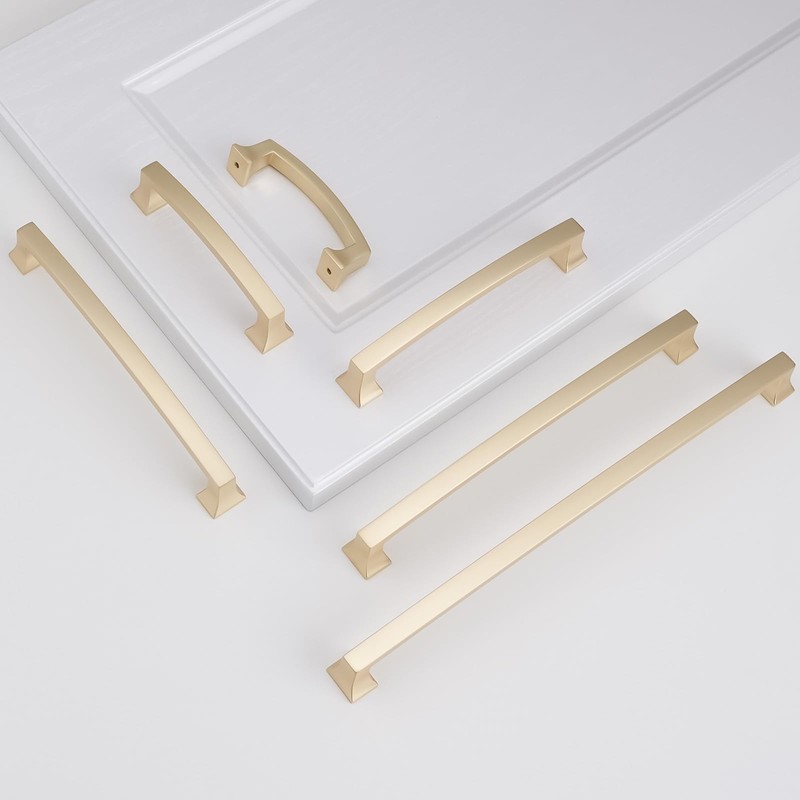 BUKOBYHE 10 Pack 10 Inch(254mm) Cabinet Pulls Brushed Brass Kitchen
