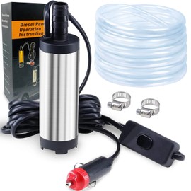 Fuel Transfer Pump,12V Diesel Pump Oil Pump Portable Stainless Steel Submersible Pump Small Kerosene Pump and 3 Meter Hose for for Vehicle Camper Truck Caravan Motorhome