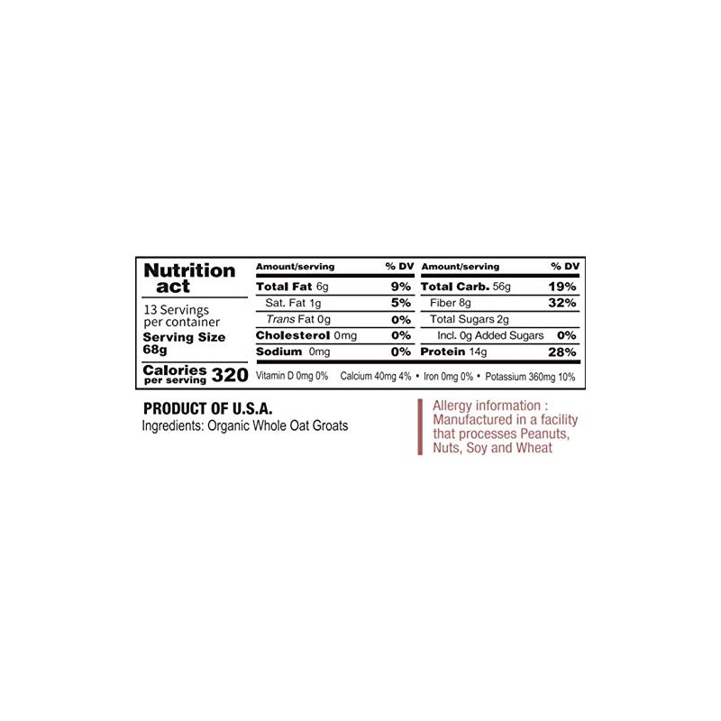 McCabe Organic Whole Oats Groats - Whole Grain Oats 2Lbs