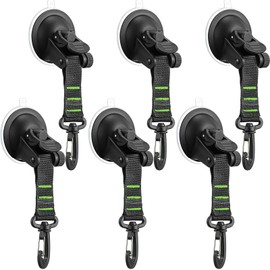 Maitys 6 Pcs Heavy Duty Suction Cups with Hooks Tie Down Strong Suction Cup Anchor Car Camping Accessories Vacuum Outdoor Hanging Hooks for Car Boat Awning Camping Tent Trap (Green)