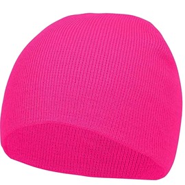 E-FLAG Women/Men Basic Solid Color Warm Knit Ski Snowboarding Beanie Hat (HOT Pink)