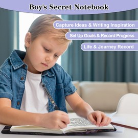 Coosilion Diary Boys Children, Diary with Lock Gifts for 8 9 10 11 12 13 14 15 16 Boys Teenagers Journals with Code School Gift Travel Adventure Notebook Children Boys Adults