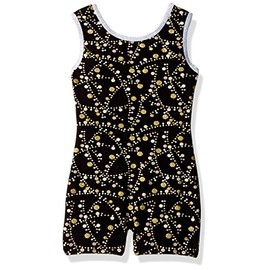 Jacques Moret Girls' Little Classic Dance Basic Tank Biketard, Gold Circles Printed, XS