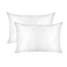 Curly Girl Microfiber Satin Pillowcase for Hair and Skin Pillowcase 2 Pack, Pillow Cases Set of 2 - Slip Cooling Satin Pillow Covers with Envelope Closure (Ivory, Queen)