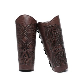 HOEACXY Medieval Leather Bracers for Men Angel Wings Embossed Viking Leather Bracers Leather Arm Armer Cuff Leather Gauntlet Wristband Gauntlet Costumes Accessories 1 Pair