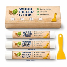 White Wood Filler Sticks 3 Pack, Quickly Fix Stick Wood Repair, Wood Repair Kit for Scratches, Crack, Scuffs, Gouges on Wooden Funiture, Floors, Cabinets, Tables, and Doors