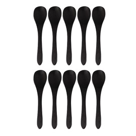 BambooMN Bamboo Serving Spoons, Mini Salt Sugar Spoon, Tiny Wooden Spoons for Spices, Black Oval 3.5", 10 Pieces