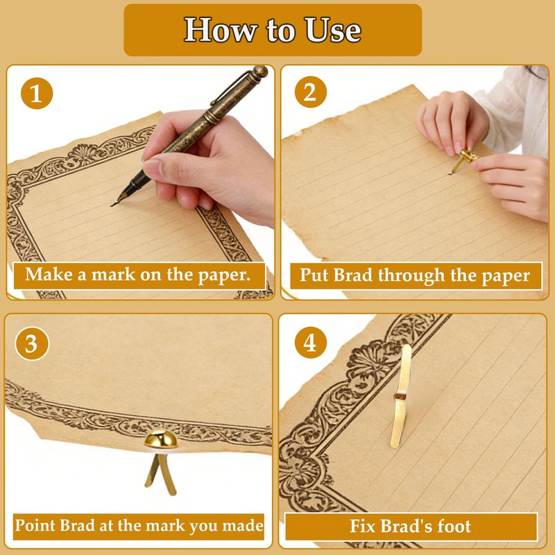 Apalie 600PCS Gold Brads,0.3 x 0.65 Inch Paper Fasteners,Metal Round