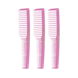 Allegro Combs 6000 Wide Tooth Vented Hair Combs - Set of 3 (Deep Pink)